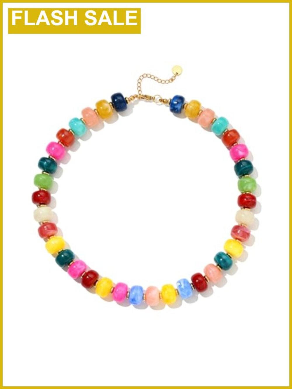 Chunky Resin Beaded Necklace Boho Statement Choker Women's Fashion Jewelry